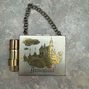 Vintage 1955 Disneyland Opening Metal Lipstick Holder Mirror Compact